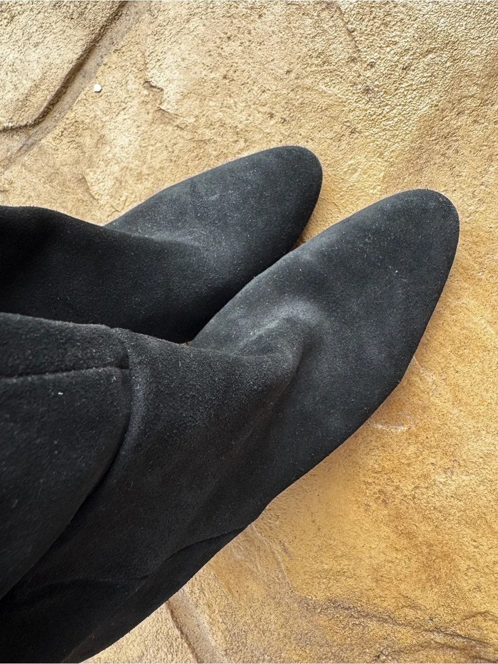 Zara Black Suede Knee High Boots EU 38 US 7.5 Block Heel Tall Boots